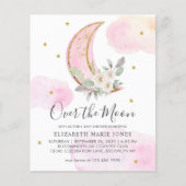 Over the Moon Roze Gouden Bloem Meisje Baby Shower (Voorkant)