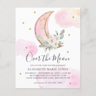 Over the Moon Roze Gouden Bloem Meisje Baby Shower