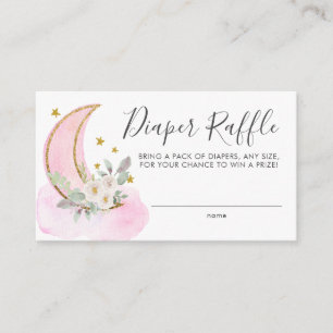 Over the Moon Roze Gouden Luier Raffle Baby Shower Informatiekaartje