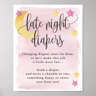 Over the Moon Roze Late Night Luiers Activiteit Poster