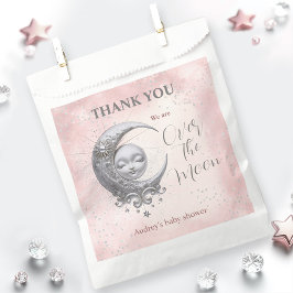 Over The Moon Roze Meisje Baby shower Favor Bag Bedankzakje