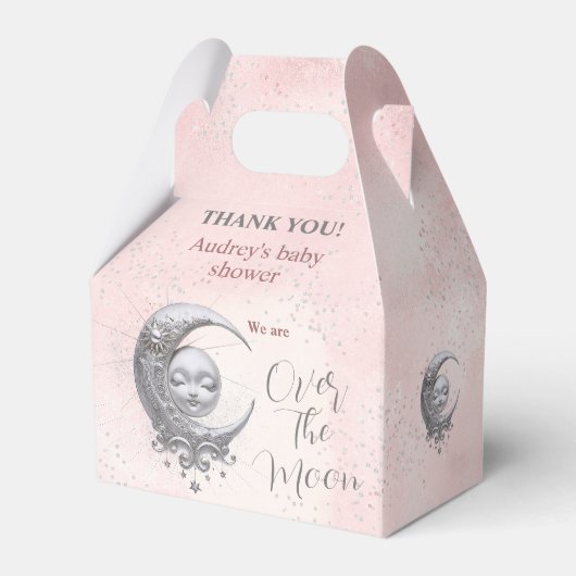 Over The Moon Roze Meisje Baby shower Favor Box Bedankdoosjes (Voorkant Zijde)