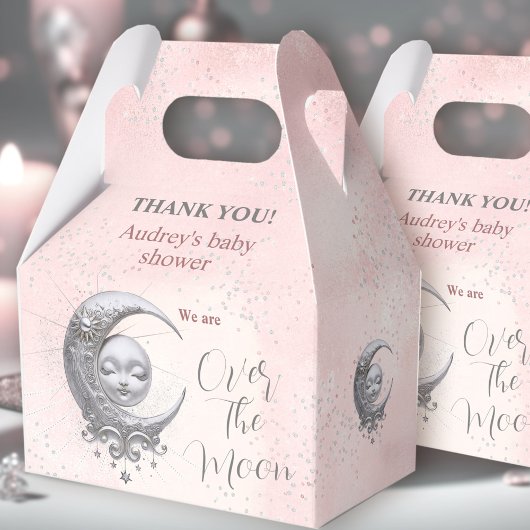 Over The Moon Roze Meisje Baby shower Favor Box Bedankdoosjes