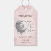 Over The Moon Roze Meisje Baby shower Label Cadeaulabel (Voorkant)