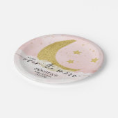 Over The Moon Roze Meisje Baby shower Papieren Bor Papieren Bordje (Gekanteld)