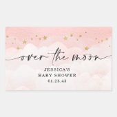 Over The Moon Roze Meisje Baby Shower Rechthoekige Sticker (Voorkant)