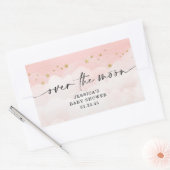 Over The Moon Roze Meisje Baby Shower Rechthoekige Sticker (Envelop)