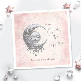 Over The Moon Roze Meisje Baby shower Servetten