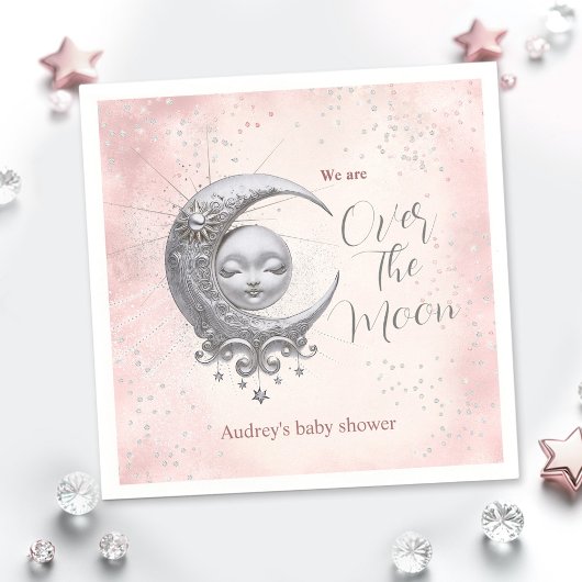 Over The Moon Roze Meisje Baby shower Servetten