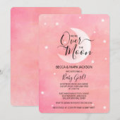 Over The Moon Roze Waterverf Baby shower Kaart (Voorkant / Achterkant)