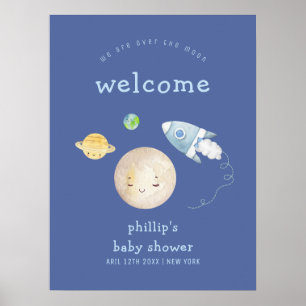 Over The Moon Ruimteschip Jongen Baby Shower Welko Poster