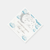 Over the Moon Silver Blue Boy Baby shower Glitter Servet (Hoek)