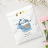 Over the Moon Slapen Beer Boy Baby shower Bedankzakje (Gezegeld)