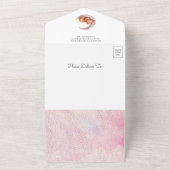 Over the Moon Sleeping Teddy Bear Roze Baby shower All In One Uitnodiging (Buitenkant)