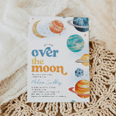 Over the Moon Space Baby shower Invitation Kaart