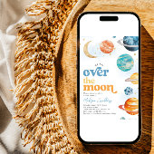 Over the Moon Space Baby shower Invitation Kaart