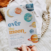 Over the Moon Space Baby shower Invitation Kaart