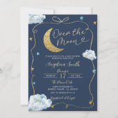 Over the Moon Stars Baby shower handgetekend met b Kaart (Voorkant)
