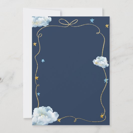 Over the Moon Stars Baby shower handgetekend met b Kaart (Achterkant)