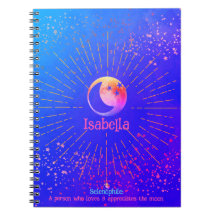 Over the Moon Stars Galaxy Monogram Fun Notitieboe