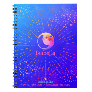 Over the Moon Stars Galaxy Monogram Fun Notitieboe Notitieboek