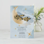 Over the Moon | Ster Baby Shower Uitnodiging (Staand voorkant)