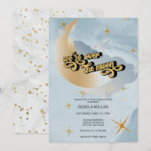 Over the Moon | Ster Baby Shower Uitnodiging (Voorkant / Achterkant)