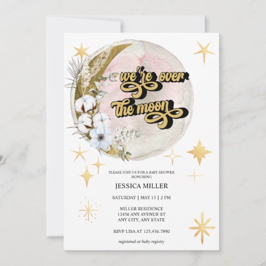 Over the Moon | Ster Babyshower Kaart (Voorkant)