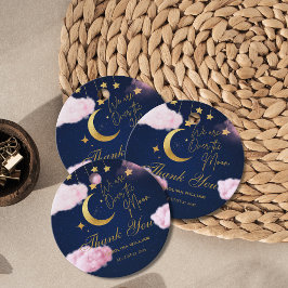 Over the Moon sterren roze baby shower Bedankjes Labels