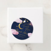 Over the Moon sterren roze baby shower Bedankjes Labels (In situ)