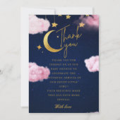 Over the Moon sterren roze baby shower Bedankkaart (Voorkant)