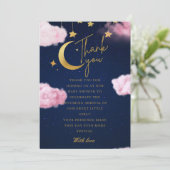 Over the Moon sterren roze baby shower Bedankkaart (Staand voorkant)