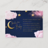Over the Moon sterren roze baby shower boek Informatiekaartje (Voorkant)