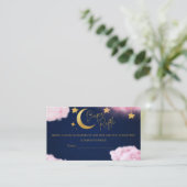 Over the Moon sterren roze baby shower Luier Informatiekaartje (Staand voorkant)