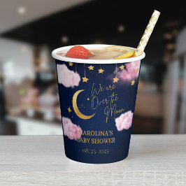 Over the Moon sterren roze baby shower Papieren Bekers