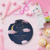 Over the Moon sterren roze baby shower Papieren Bordje (Feest)