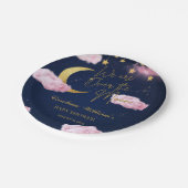 Over the Moon sterren roze baby shower Papieren Bordje (Gekanteld)