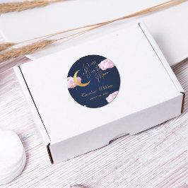 Over the Moon sterren roze baby shower Ronde Sticker