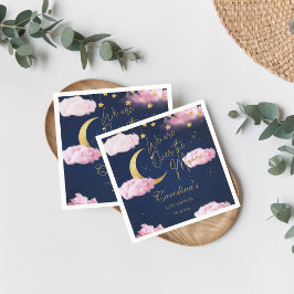 Over the Moon sterren roze baby shower Uitnodiging Servet