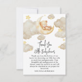 Over The Moon sterren Teddybeer Babyshower Bedankkaart (Voorkant)