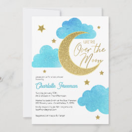 Over the Moon Sterrennacht Baby shower Uitnodiging