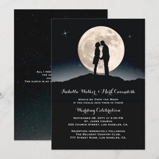 Over the Moon Sterrennacht bruiloft Kaart (Voorkant / Achterkant)