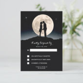 Over the Moon Sterrennacht bruiloft RSVP Kaartje (Staand voorkant)