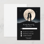 Over the Moon Sterrennacht bruiloft RSVP Kaartje (Voorkant / Achterkant)