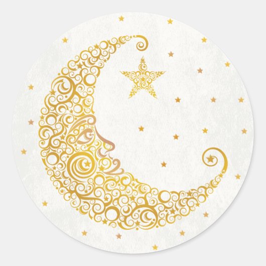 Over the Moon Sticker - Goud (Voorkant)