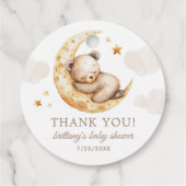 Over the Moon Teddy Bear Baby shower Bedankjes Labels (Achterkant)