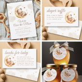 Over the Moon Teddy Bear Baby shower Bedankjes Labels