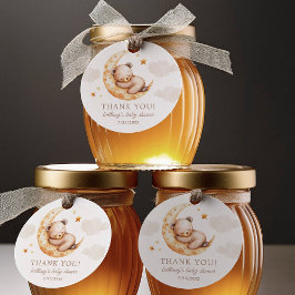 Over the Moon Teddy Bear Baby shower Bedankjes Labels