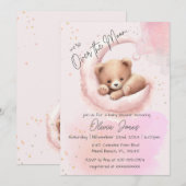Over the Moon Teddy Bear Baby shower Invitation Kaart (Voorkant / Achterkant)