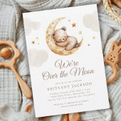 Over the Moon Teddy Bear Baby shower Invitation Kaart